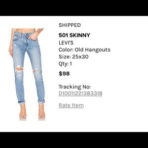 Brand new worn once Levi 501 skinny